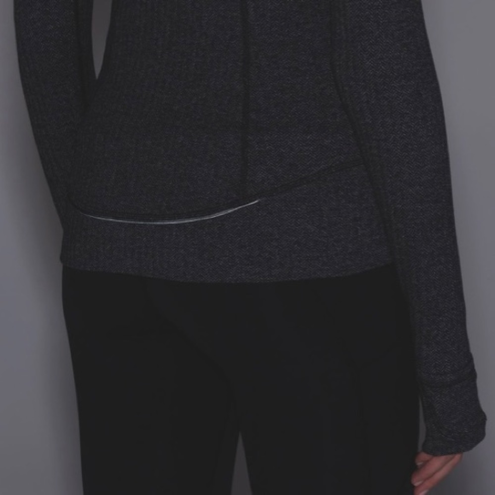 Lululemon Think Fast Pullover Heathered Herringbone Heathered Black Rulu Size 4 - Picture 10 of 13